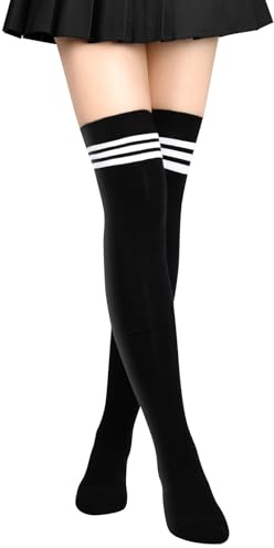 Aomig Calze Sopra Ginocchio, Overknee Lunghe Taglia Unica, Gambaletto Opache per Donna (Nero)