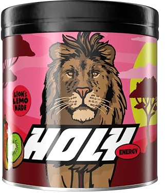 HOLY Energy Gaming Booster Flavour Powder | 50 portions with NewCaff & Green Tea Extract | Focus Booster - Focus Drink | Vegan with 100% natural fruit flavours (350 grams, Lion's Lemonade)