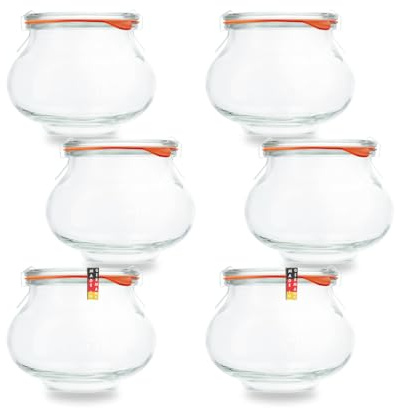 flaschenbauer.de Flaschenbauer 6x WECK Schmuckglas 560ml I Traditionelle Qualität für moderne Anwendungen I Komplettes Set mit Glasdeckel, Gummiring und Klammern ISpülmaschinenfest & Ofenfest