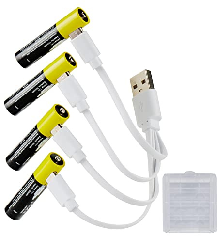 Type-C Lithium Wiederaufladbar Batterien AAA, 1,5V USB Li-Ion AAA Akku Aufladbare,1700mWh Mit Type C Ladekabel, Schnellladung in 2 Stunden,(4er Pack) (4AAA)