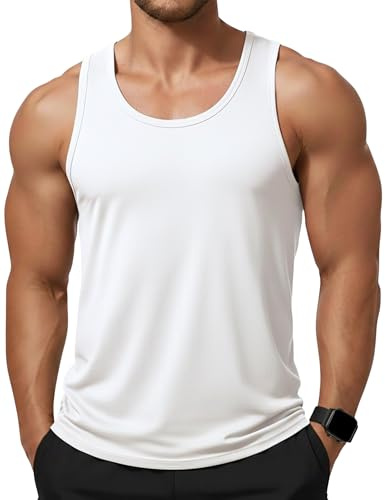 KEFITEVD Camiseta sin mangas para hombre, algodón, para gimnasio, verano | Algodón suave, transpirable, absorbente, ligero, elástico, duradero, sin mangas, holgado, mucha libertad de movimiento