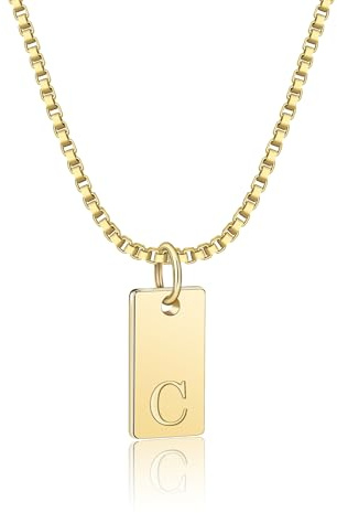 AILUOR Initiale Halsketten für Frauen, 14K Gold plattiert Buchstabe Name Anhänger Halskette zierlich Gold Halskette für Frauen personalisiert Initiale A-Z Tag Kropfband Halskette