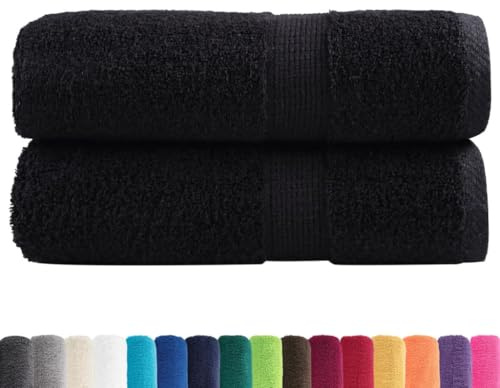 vidaXL Asciugamani per Ospiti 2 pz Neri 30x50 cm 600 g/m² 100% Cotone, Asciugamano, Asciugamano per Il Viso, Set di Asciugamani da Bagno