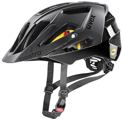 uvex Quatro cc MIPS - sicherer MTB-Helm für Damen und Herren - MIPS-Sysytem - waschbare Innenausstattung - Black matt - 52-57 cm