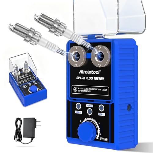 Spark Plug Tester with Cover, Dual-Socket Adjustable 1000-6000rpm, Car Ignition System Tester Fit 12mm Spark Plugs