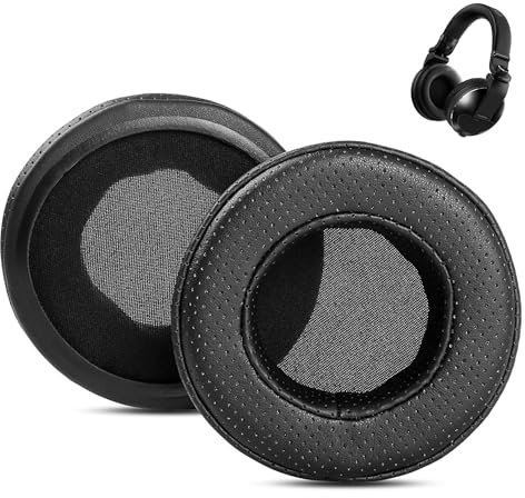 DowiTech Cuscinetti per orecchie traspiranti di ricambio compatibili con Pioneer HDJ-X5 X7 DJ HDJ-X10 Cuffie, cuscinetti in pelle perforata e schiuma memory