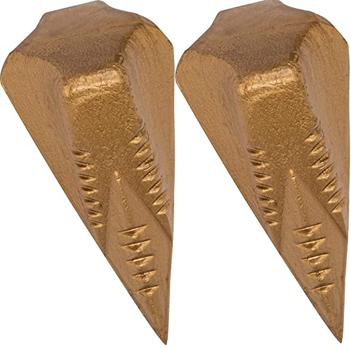 2X Spaltgranate 1,6kg + 1 BILDMAGNET! Hochwertiger Spaltkeil für Holzspaltung Spaltaxt Spalthammer Holzspalter Spaltwerkzeug Keil-Kreuzform Spezialstahl Spaltkeile Spaltgranaten Fällkeil, Gold