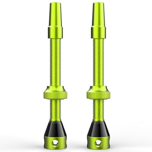 Set di valvole tubeless Shredr., verde | Valvole Presta per pneumatici tubeless | Superleggero in alluminio, anodizzato ArmyGreen, valvola francese | 60mm per cerchi da corsa ad alto profilo