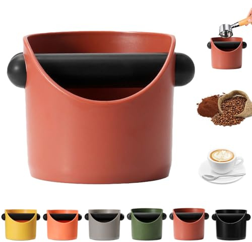 MORAINJAY Small Coffee Knock Box, Red Espresso Coffee Grounds Bin with Removable Knock Bar, Container Knock Box with Shock-Absorbent Non-Slip Base,Grind Barista Machine Accessories
