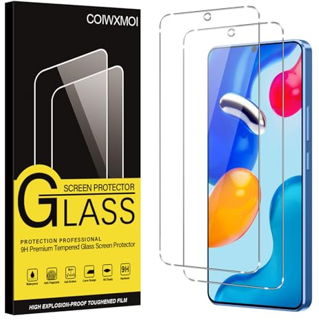 Coiwxmoi 2 Pezzi Vetro Temperato per Xiaomi Redmi Note 11/Note 11S, Pellicola Protettiva Durezza 9H Anti-Graffio Anti-impronte Senza Bolle HD Trasparente Vetrino Schermo Protezione per Redmi Note 11