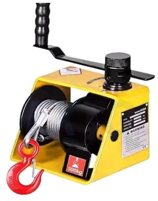 Treuil manuel Treuil à vis sans fin Turbo treuils manuels robustes treuil à cabestan manuel autobloquant WireRope Twister A250/A500 Treuil manuel avec sangle(A500 X15m)
