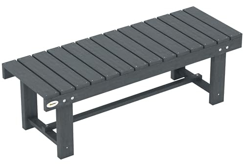Outsunny Panchina da giardino in legno, 2 posti, panca da esterno, in legno di abete, senza schienale, con seduta a doghe, per parco, 110 x 38 x 35 cm, 1 pezzo, grigio