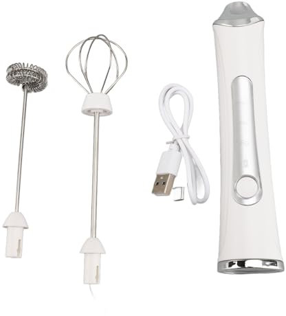 Kuuleyn Mousseur à lait électrique, machine à mousse portative, rechargeable par USB, 3 vitesses, en acier inoxydable, machine à mousse de lait portable silencieuse pour café,