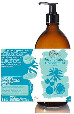 Liquid Fractionated Coconut Oil – 500ml – MCT Oil for Skin, Hair, Lip Gloss, DIY Beauty, Aromatherapy, Massage, and Cuticle Care Bottle with a Pump