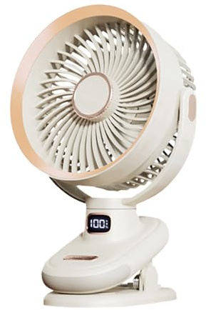 Greheywos Oscillating Table Fan, Small USB Fan with Battery Operated, 6.5'' Super Quiet Desk Fan with 5 Speeds, 8H Timer, Suitable for Home Office Camp Travel (White)