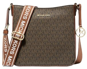 Michael Kors - Borsa a tracolla da viaggio Jet Set, piccola, con logo, colore: marrone
