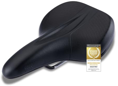 CONTEC Fahrradsattel Sonic Trekking, aus Nylonfaser und PVC, Stoßdämpfend, bequemer Fahrradsattel, inkl. Skala und Tragegriff, Ergonomischer Fahrrad Sattel für Herren & Damen, schwarz