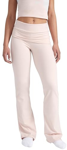 Style & Republic Damen Flared Leggings aus weicher Baumwolle – Umklappbare Yogahose mit Klappbund, Bootcut-Style, lässig & bequem mit weitem Bein, Schlaghose, Babyrosa, S