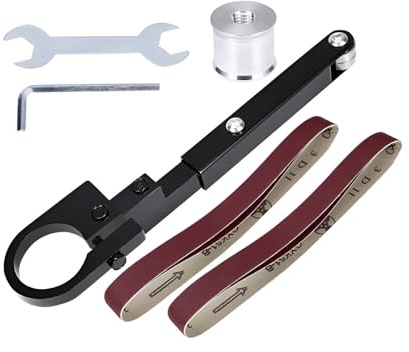 Supporto per smerigliatrice a nastro, strumento di conversione per smerigliatrice angolare, kit di attacco per mini levigatrice a nastro, per levigatrice modificata in lega con 2 cinghie e