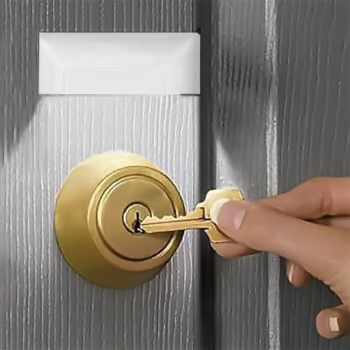 shsyue Lampe de porte infrarouge avec détecteur de mouvement 4 LED à coller n'importe où, fonctionne avec des piles - Blanc