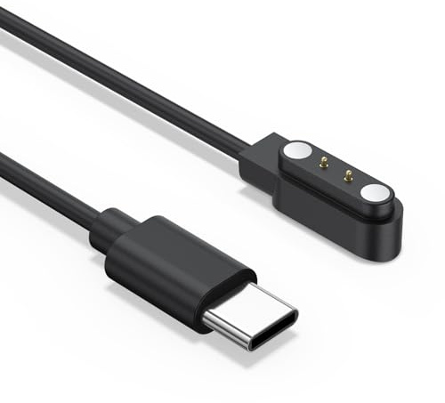 Amzpas Chargeur Montre Connectée, Câble USB 2 Broches de Charge Magnétique pour Smartwatch, Câble de Recharge pour Montre Intelligente Universel, Espacement des Contacts du Chargeur 4mm (USB C 60cm)