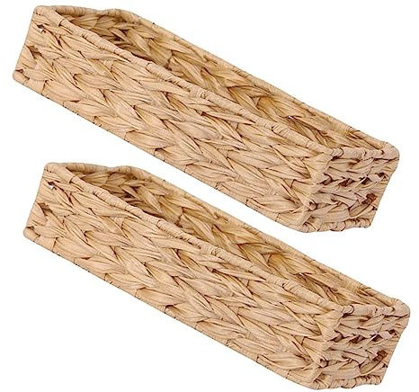 Hemobllo 2pezzi Cestini Intrecciati in Naturale Organizer Portaoggetti Resistente e Compatto Per Tavolo Bagno e Cucina Stoccaggio Pratico e Decorativo