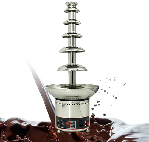SHEUAO Chocolate Fountain,Stainless Steel Chocolate Fountain,Commercial Chocolate Fondue Waterfall,4/5/6/7 Tiers,300W Power,For Parties,Entertaining,Or Small Business Use 6layers