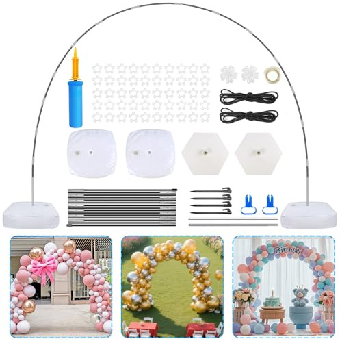 Reusable Balloon Arch Stand Kit Half Arch Balloon Column Stand with Water Fill Base, 9FT Tall x 10FT Wide Adjustable Sturdy Frame for Party Photo Booth, Wedding, Baby Shower & Birthday Decorations