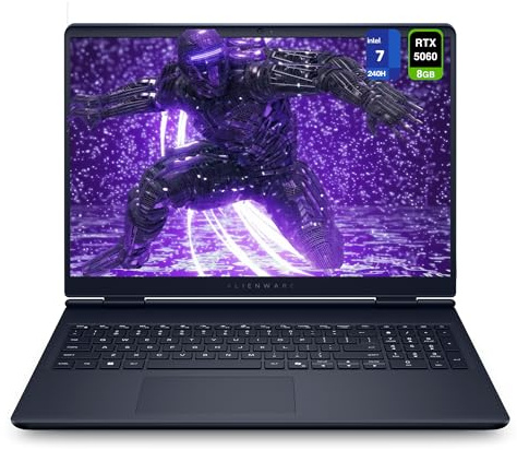 Alienware 16 Aurora Gaming Laptop, Intel 7-240H, 32 GB DDR5 RAM, 1 TB PCIe SSD, 16 WQXGA (2560x1600) 120Hz Display, Nvidia G-Force RTX 5060, Backlit Keyboard, W11 Home, Blue