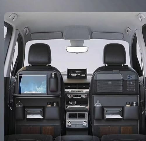 Organiseur de siège arrière de voiture en cuir synthétique de qualité supérieure avec plateau de table pliable, organiseur multifonctionnel et étanche pour siège arrière, protecteurs de dossier de