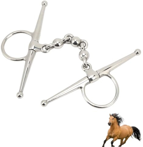 Beufee Filetto a guancia Intera in Acciaio Inossidabile, Filetto a guancia Intera per Equitazione su Bocca di Cavallo da 135 mm con Catena a Sfere