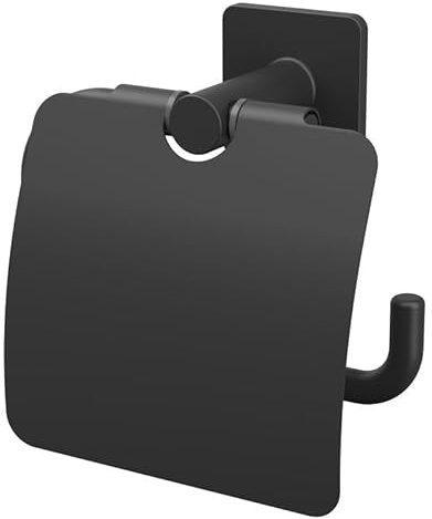 Lenz Toilettenpapierhalter KOVA in Schwarz-matt – Mit Deckel