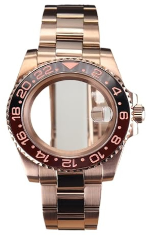 1 st roséguld 40 mm klockfodral Klockremmar Enkelriktad rotation Keramisk ram 120 klick for GMT NH34 NH35 NH36 for Miyota8215 rörelse(NO.4 Glass Back B,Miyota 8215)