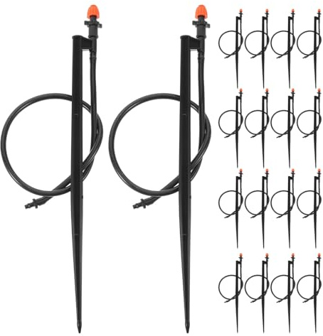 DRESSOOS 25 irrigatori a goccia a 180 gradi con picchetto - Include ugelli di spruzzo con tubo da 1/4 di pollice per di irrigazione di piante da esterno