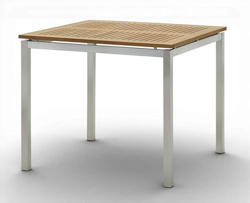 ASS Edelstahl Teak Gartentisch 90x90 cm Holztisch Esstisch Tisch Massive Ausführung A-Grade Teakholz Modell: Kuba