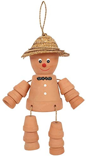 Adorable Orange Terracotta Pot Man - (33cm x 12.5cm) - Unique Gift Idea, Eye-Catching Novelty Design & Durable Material - Perfect Home & Garden Decor