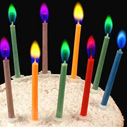 Kemladio, Candele per torta di compleanno colorate, portacandele incluso. Medium