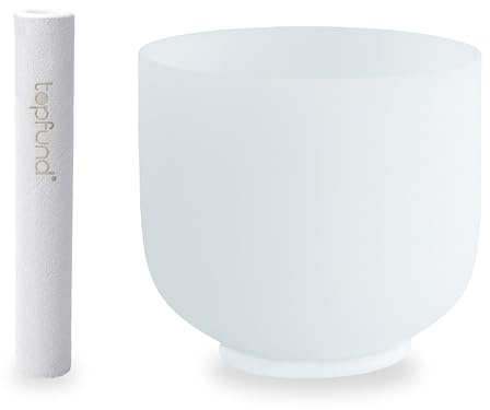 TOPFUND 8 inch F Note Crystal Singing Bowl Heart Chakra with Suede Mallet
