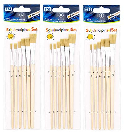 TSI 49108 Schulmalpinsel-Set 6-teilig, Borstenpinsel 2,4,6,8,10,12, Schaft naturbelassen (3)