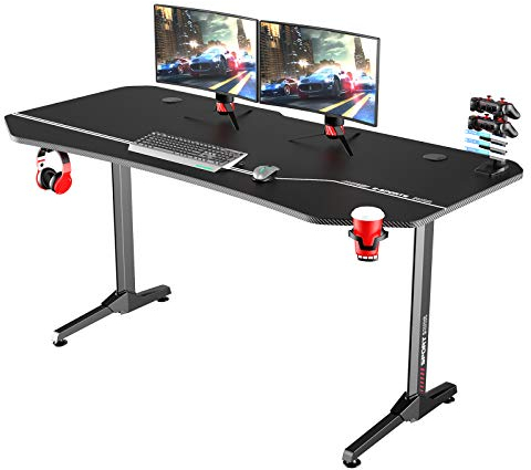 SogesHome Escritorio para Juegos de 160 cm Escritorio para Computadora para Juegos Profesional Mesas de Juegos con Cubierta Completa Almohadilla de Mouse Grande Cargador USB Soporte