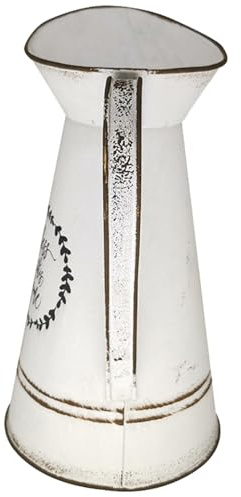 Cabilock Metall Blumenvase Retro Wasserkanne Vase Eisen Kunst Weiß Landkrug Metallkrug Vase Groß Shabby Tischvase Blumenarrangement Rustikale Blumentopf Zimmer Party Garten Büro Dekoration