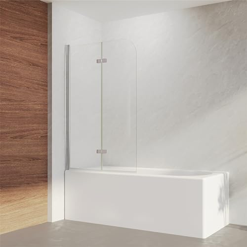 IMPTS 100x140cm Badewannenaufsatz Duschabtrennung 2-teilig Duschwand faltbar 180° Faltwand für Badewanne 6mm ESG-Sicherheitsglas