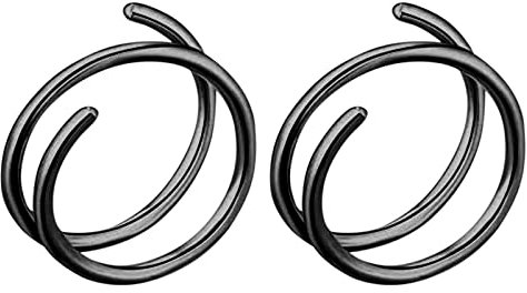 jieGorge S925 Für Frauen Spiral Nasenring Schmuck Hoop Doppelring Hoop Nase Hoop Nasenloch Nase Silve Für Piercing Nase Für Mädchen Hoop Piercing Nase Schmuck Fußkettchen Perlen (Black, One Size)