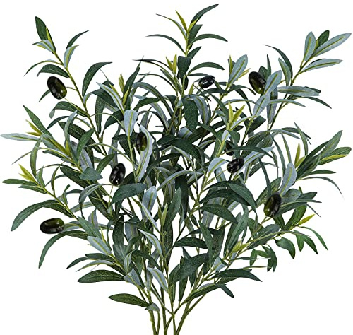 Winlyn 3 Pcs 23.6 Tall Artificial Olive Branches with 261 Leaves Lifelike Faux Eucalyptus Plant Stems for Floral Arrangements Vases Bouquets Wreaths Centerpieces Wedding Holiday Greenery Home Decor