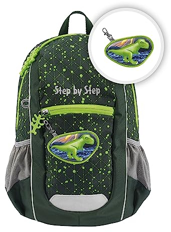 Step by Step Rucksack-Set KIGA Maxi „Dino Nilo“, Separates Innenfach, ergonomischer Mini-Rucksack mit höhenverstellbarem Brustgurt, Kita, Kindergarten & Freizeit, ab 3 Jahren, 10 l, grün