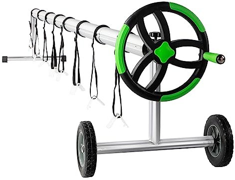 Outvita Pool Cover Reel 21 FT Solar Cover Reels Set for Inground Outdoor Swimming Pools, Aluminum Solar Above Ground Pool Cover Roller Blanket Reel, Black & Green
