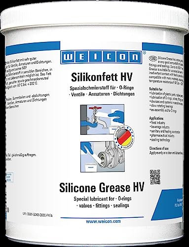 WEICON Grasso siliconico HV 1 kg, Grasso siliconico alimentare per valvole, raccordi e guarnizioni, grasso lubrificante trasparente