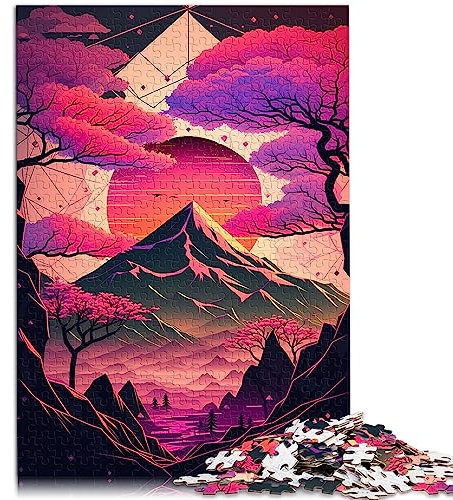 Jigsaw Puzzles Japan Geometric Neon Art Cardboard puzzles puzzles for adults 1000 pieces Educational Stress Relief Toy Puzzle 10.27 x 20.47/26 * 38cm.