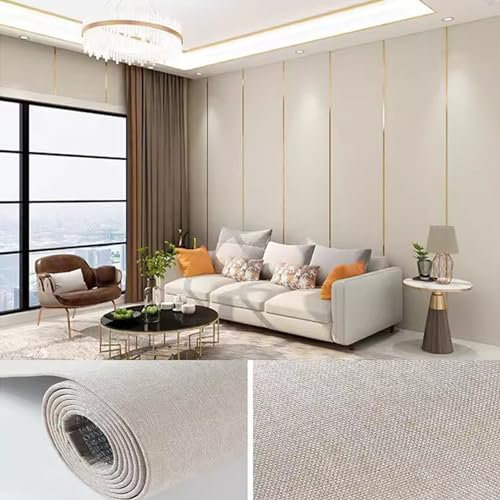 Panneaux Muraux Auto-adhésifs Peler Et Coller Papier Peint En Toile De Lin Isolation Thermique Isolation Phonique Décoration D'intérieur Pour Chambre, Salon,(Size:65x280cm/25x110in-2roll,Color:Brown2)