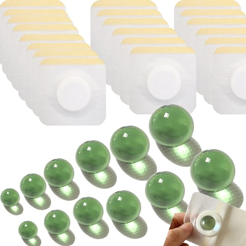 12PCS Ball-Shape Belly Button Plug Post Tummy Tuck Belly Button Plug Tummy Tuck for Liposuction or Umbilical Hernia Repair （6 Different Sizes, 2 of Each + 20pcs Medical Tape） (Blue) (Green)